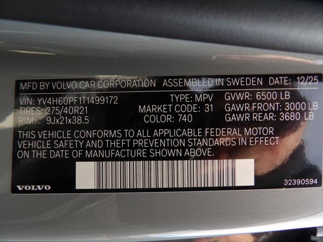 2026 Volvo XC90 Plug-In Hybrid Ultra, T8 AWD, Electric/Gasoline, Bright, 7 Seats