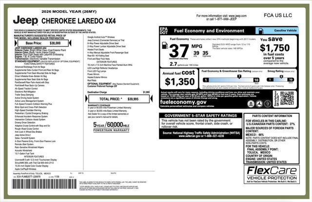 2026 Jeep Cherokee CHEROKEE LAREDO 4X4