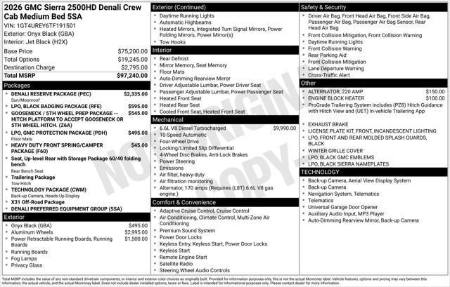 2026 GMC Sierra 2500HD Crew Cab, Standard Bed, Denali, 4WD