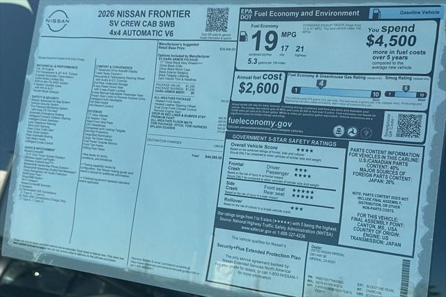 2026 Nissan Frontier Crew Cab SV 4x4