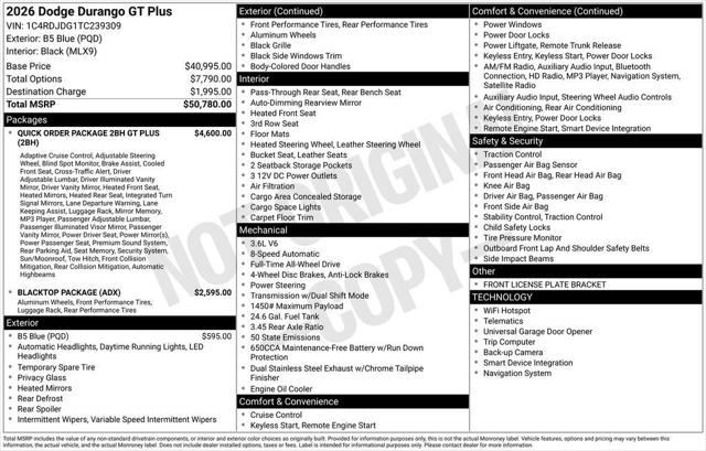 2026 Dodge Durango DURANGO GT PLUS AWD