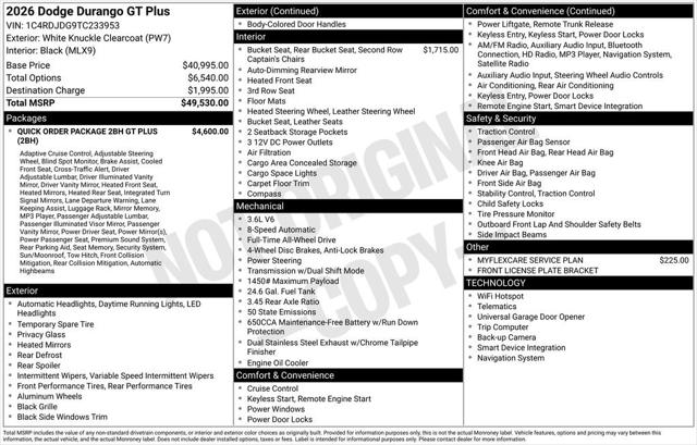 2026 Dodge Durango DURANGO GT PLUS AWD
