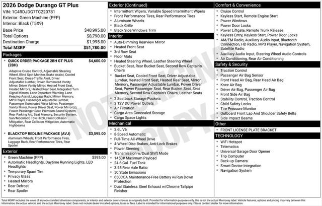 2026 Dodge Durango DURANGO GT PLUS AWD