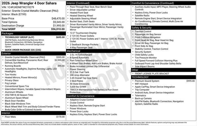 2026 Jeep Wrangler 4-Door Sahara 4x4
