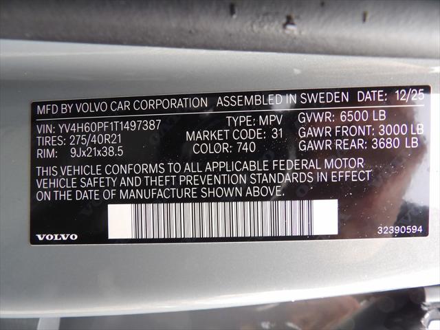 2026 Volvo XC90 Plug-In Hybrid Ultra, T8 AWD, Electric/Gasoline, Bright, 7 Seats