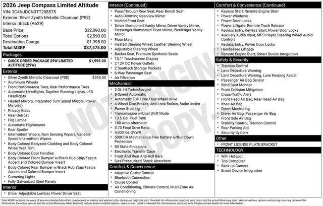 2026 Jeep Compass COMPASS LIMITED ALTITUDE 4X4 2026 Jeep Compass COMPASS LIMITED ALTITUDE 4X4