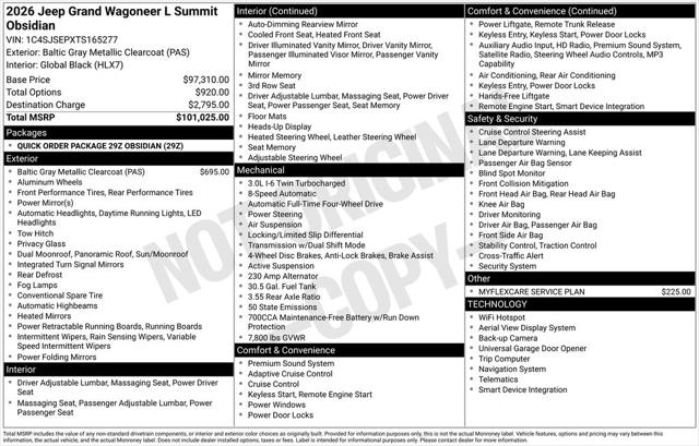 2026 Wagoneer Grand Wagoneer GRAND WAGONEER L SUMMIT OBSIDIAN 4X4 2026 Wagoneer Grand Wagoneer GRAND WAGONEER L SUMMIT OBSIDIAN 4X4