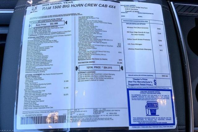 2026 Ram 1500 Big Horn Crew Cab 4x4 57 Box