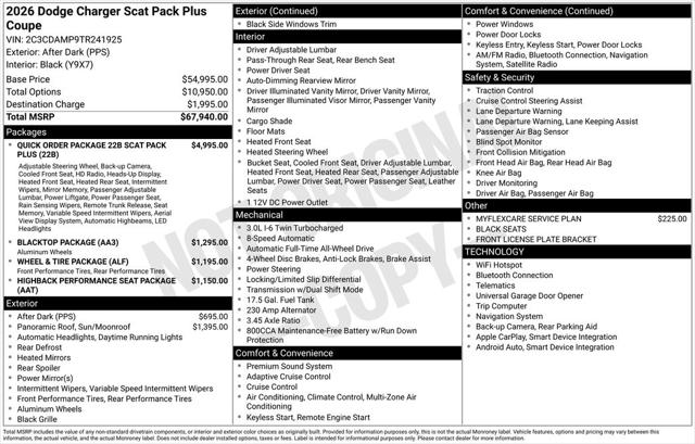 2026 Dodge Charger CHARGER SCAT PACK PLUS 2-DOOR AWD