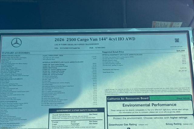 2026 Mercedes-Benz Sprinter 2500 Standard Roof 4-Cyl Diesel HO