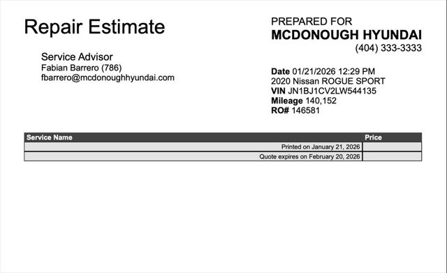 2020 Nissan Rogue Sport SL FWD Xtronic CVT 2020 Nissan Rogue Sport SL FWD Xtronic CVT