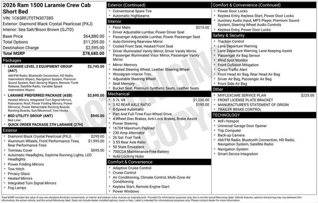 2026 RAM Ram 1500 RAM 1500 LARAMIE CREW CAB 4X4 57 BOX