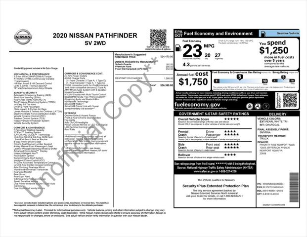2020 Nissan Pathfinder SV 2WD 2020 Nissan Pathfinder SV 2WD