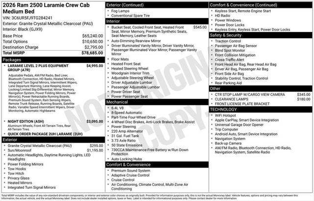 2026 RAM Ram 2500 RAM 2500 LARAMIE CREW CAB 4X4 64 BOX