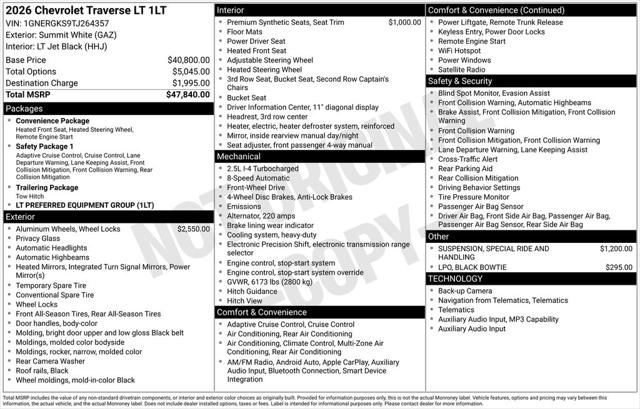 2026 Chevrolet Traverse FWD LT