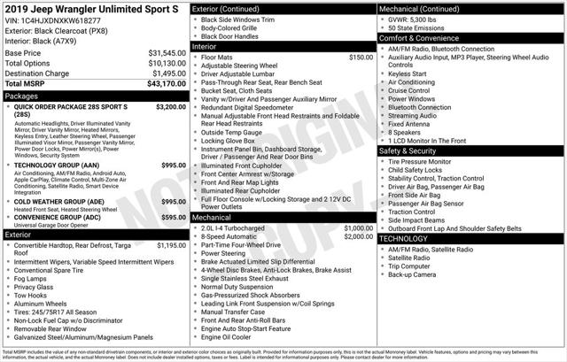 2019 Jeep Wrangler Unlimited Sport S 4x4