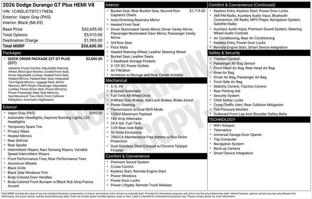 2026 Dodge Durango DURANGO GT PLUS AWD HEMI V8
