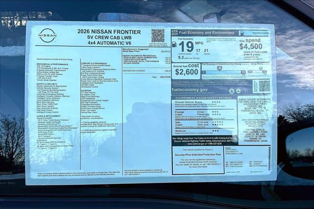 2026 Nissan Frontier Crew Cab Long Bed SV 4x4