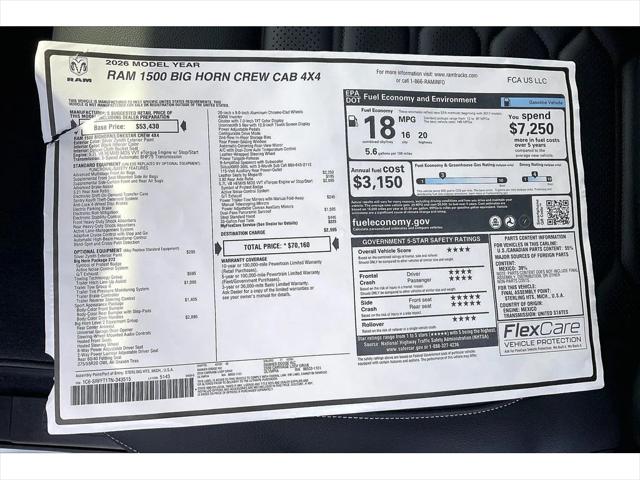 2026 Ram 1500 Big Horn Crew Cab 4x4 5'7" Box