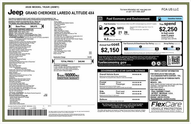 2026 Jeep Grand Cherokee GRAND CHEROKEE LAREDO ALTITUDE 4X4