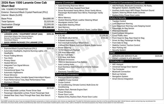 2026 RAM Ram 1500 RAM 1500 LARAMIE CREW CAB 4X4 57 BOX