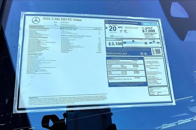2026 Mercedes-Benz S 580 4MATIC