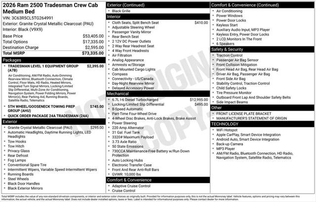 2026 Ram 2500 Tradesman Crew Cab 4x4 6'4" Box