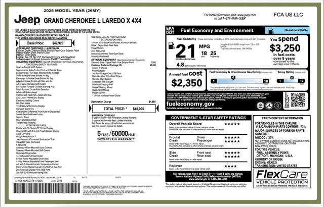 2026 Jeep Grand Cherokee GRAND CHEROKEE L LAREDO X 4X4