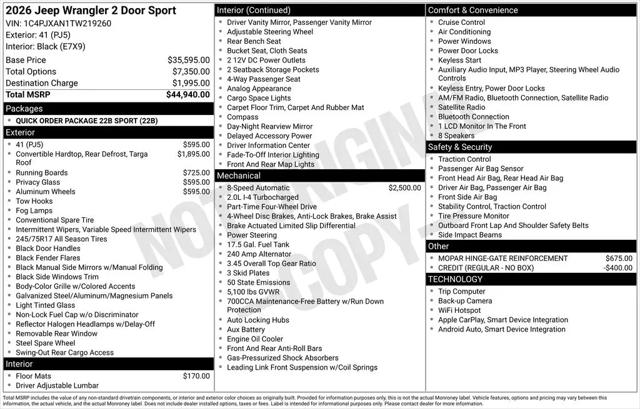 2026 Jeep Wrangler Sport
