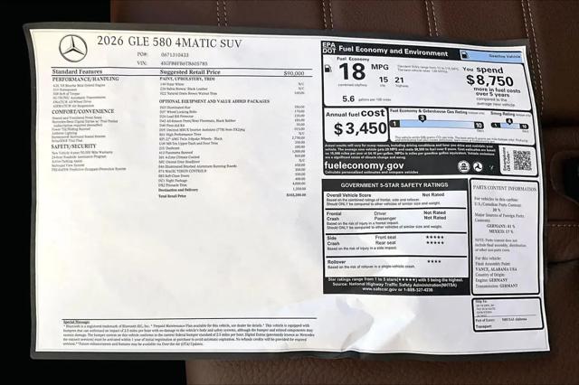 2026 Mercedes-Benz GLE GLE 580 4MATIC