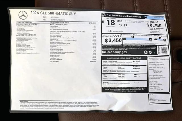 2026 Mercedes-Benz GLE GLE 580 4MATIC