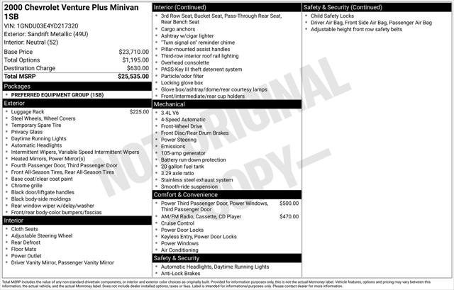 2000 Chevrolet Venture Plus