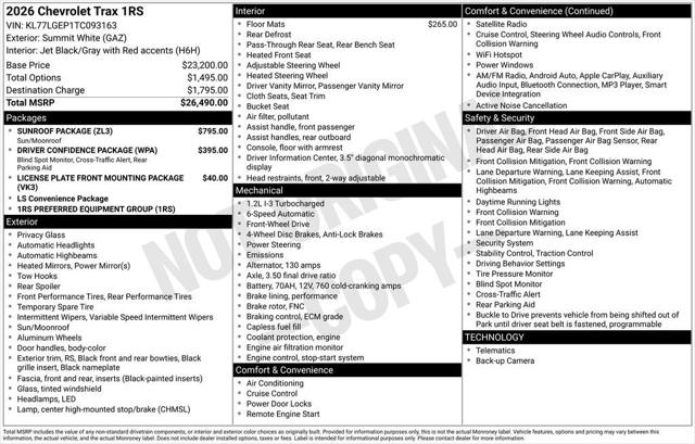2026 Chevrolet Trax FWD 1RS
