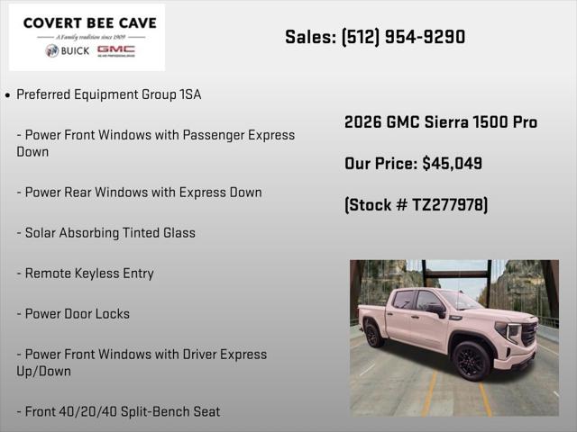 2026 GMC Sierra 1500 Crew Cab, Short Bed, Pro, 4WD