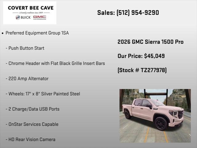 2026 GMC Sierra 1500 Crew Cab, Short Bed, Pro, 4WD