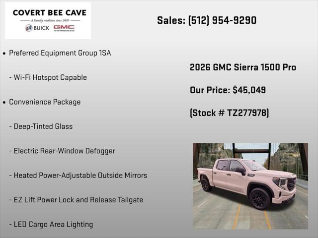 2026 GMC Sierra 1500 Crew Cab, Short Bed, Pro, 4WD
