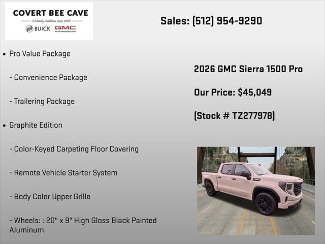 2026 GMC Sierra 1500 Crew Cab, Short Bed, Pro, 4WD