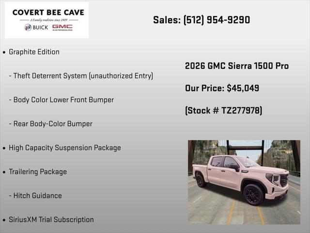 2026 GMC Sierra 1500 Crew Cab, Short Bed, Pro, 4WD