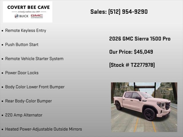 2026 GMC Sierra 1500 Crew Cab, Short Bed, Pro, 4WD