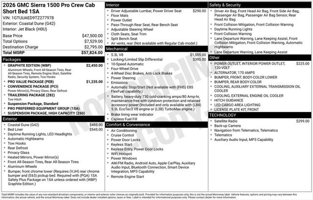2026 GMC Sierra 1500 Crew Cab, Short Bed, Pro, 4WD