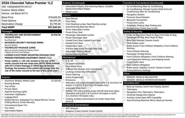 2026 Chevrolet Tahoe 4WD Premier