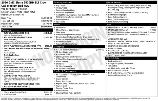 2026 GMC Sierra 2500HD Crew Cab, Standard Bed, SLT, 4WD