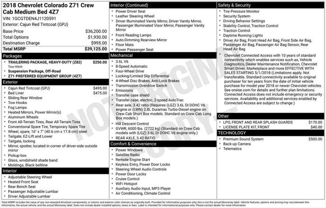 2018 Chevrolet Colorado Z71