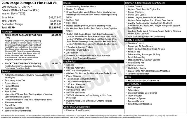 2026 Dodge Durango DURANGO GT PLUS AWD HEMI V8