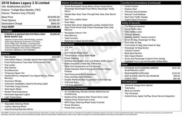 2018 Subaru Legacy 2.5i Limited