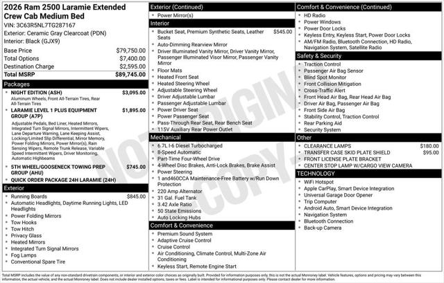 2026 RAM Ram 2500 RAM 2500 LARAMIE MEGA CAB 4X4 64 BOX