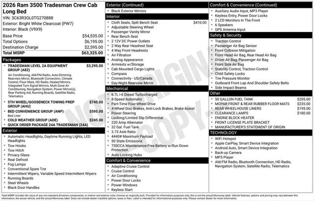 2026 Ram 3500 Tradesman Crew Cab 4x4 8' Box