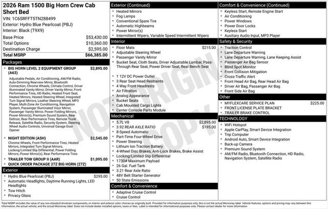 2026 RAM Ram 1500 RAM 1500 BIG HORN CREW CAB 4X4 57 BOX