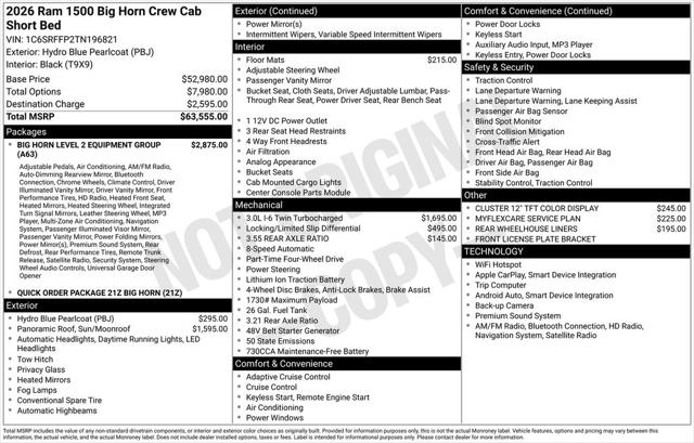 2026 RAM Ram 1500 RAM 1500 BIG HORN CREW CAB 4X4 57 BOX