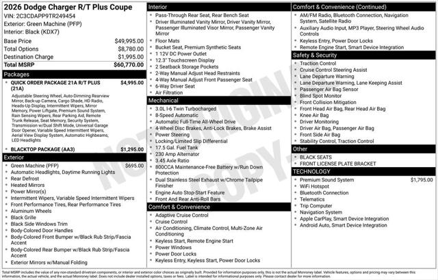 2026 Dodge Charger CHARGER R/T PLUS 2-DOOR AWD